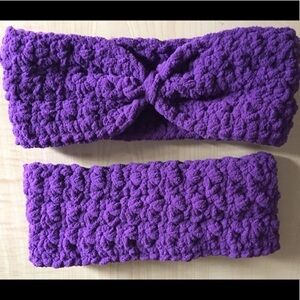 Handmade crochet Purple headband ear warmer 16-20”